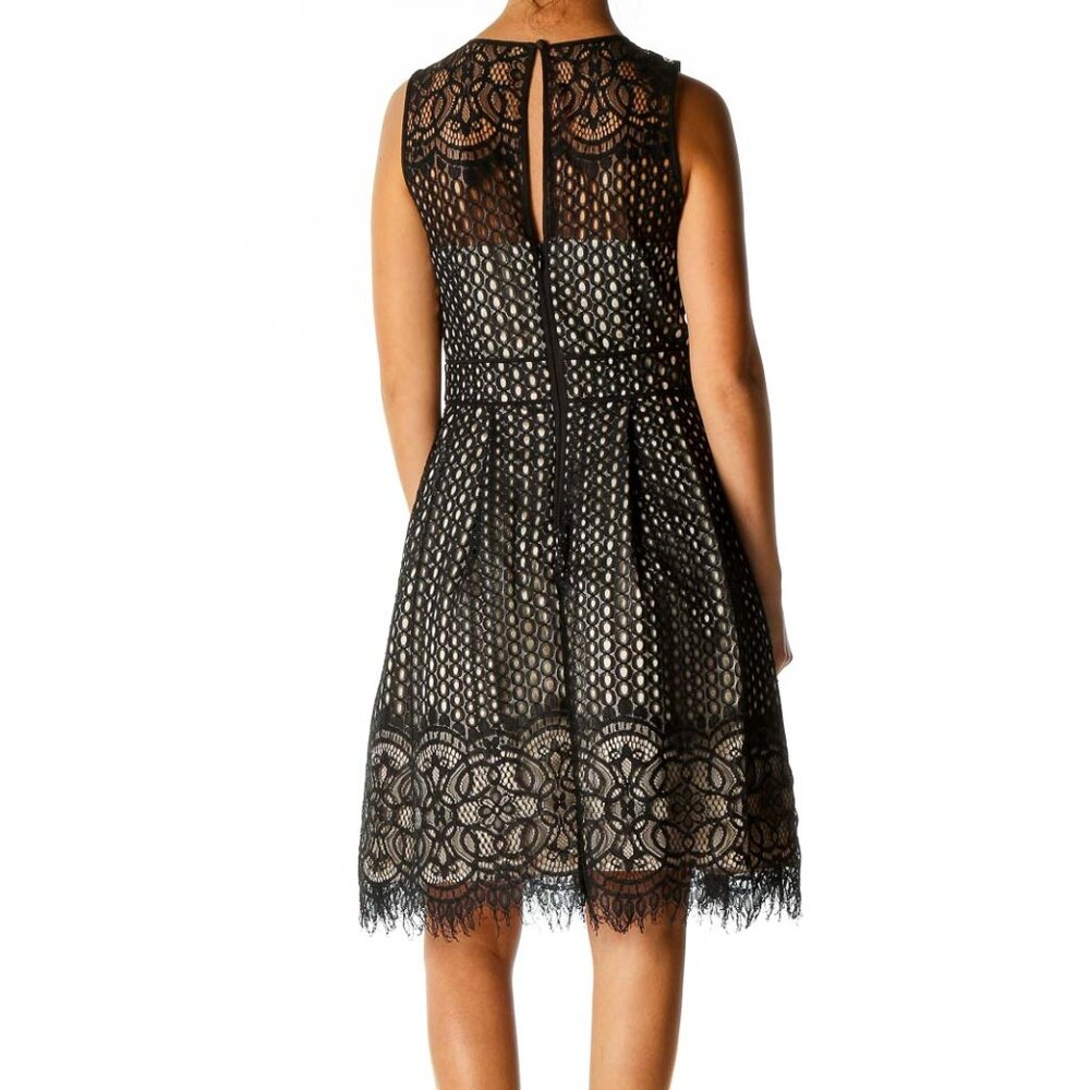Vince Camuto Black Sequin Cocktail Fit & Flare Dress - Picture 3 of 3